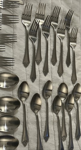 38 Pc Joseph Abboud Stainless Flatware; Service For 7 Pointed Handle Scroll Mint - 第 12/13 張圖片