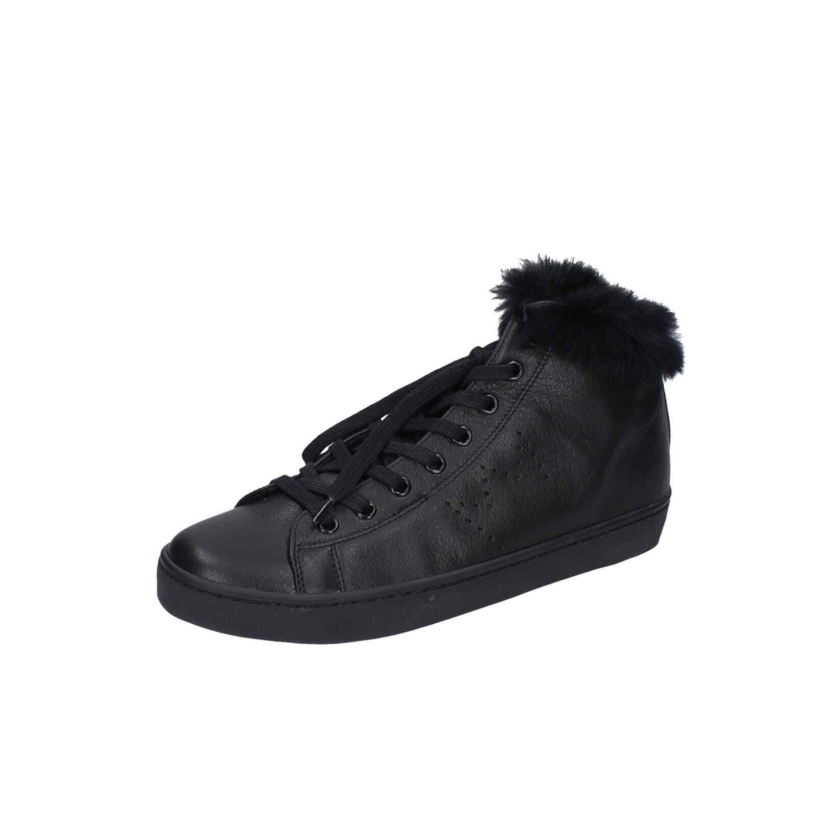 Женская обувь LEATHER CROWN 8 (EU 38) кроссовки черные кожаные на меху EY388-38