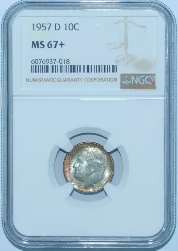 1957 D NGC MS67+ Roosevelt Silver Dime