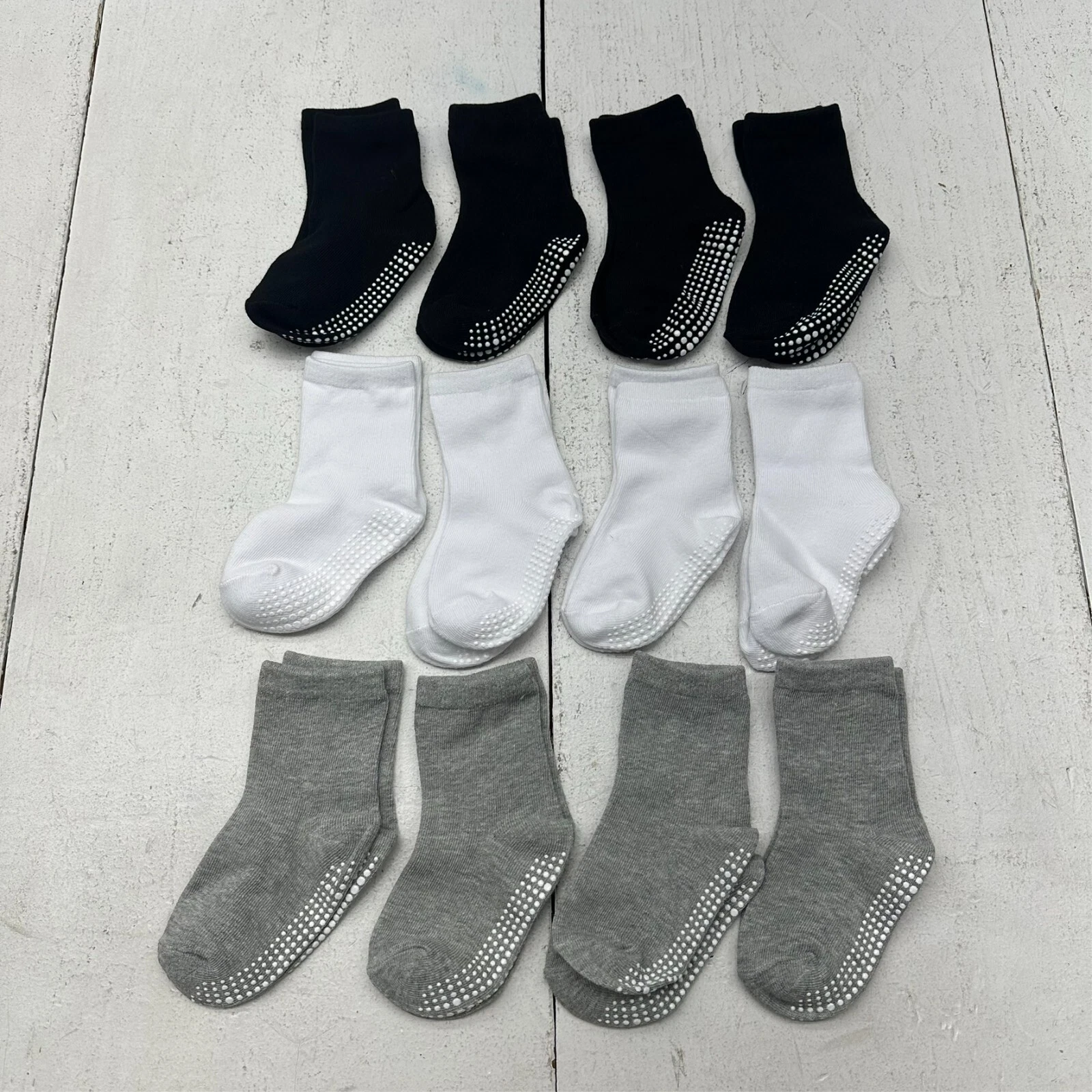 Zaples Multicolor 12 Pack Non Slip Gripping Baby Crew Socks Kids Size 12-36M