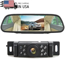 5‘’ TFT LCD Rear View Mirror Monitor + Backup Reversing Camera KIt Night Vision