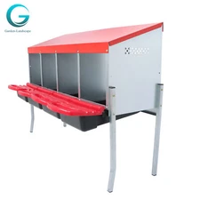 4 Holes Red Chicken Egg Laying Box With Lid Cover Chicken Nesting Box Coop Metal