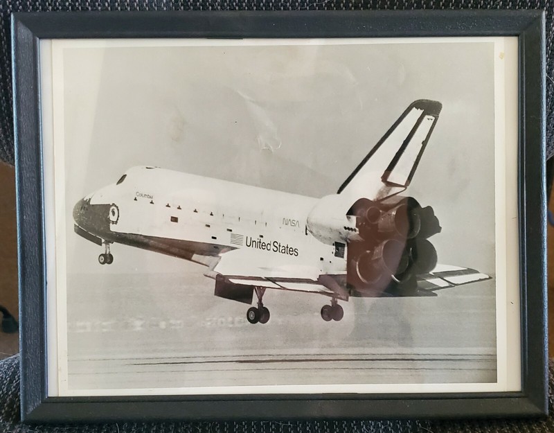 ORIGINAL- NASA Space Shuttle Columbia 1st Landing Photograph (framed, Black &...