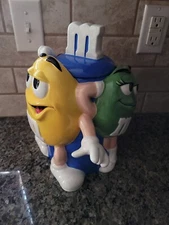 RARE M&Ms Multi Character Green Red Yellow Ceramic Cookie Jar 