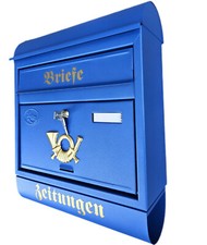 XXL Briefkasten/Postkasten Blau Matt RAL 5005 Zeitungsfach Katalogeinwurf T8