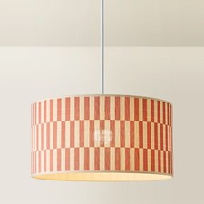 Ceiling Lampshade Large Checkerboard Bamboo Easy Fit Lightshade Orange Home Lamp