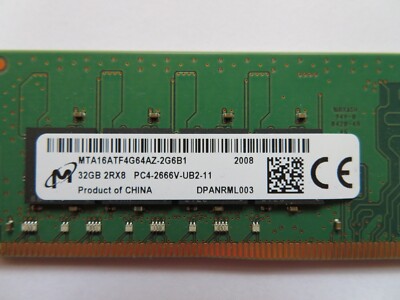 Micron 32GB (1 x 32Gb) PC4-2666V DDR4 Memory MTA16ATF4G64AZ-2G6B1
