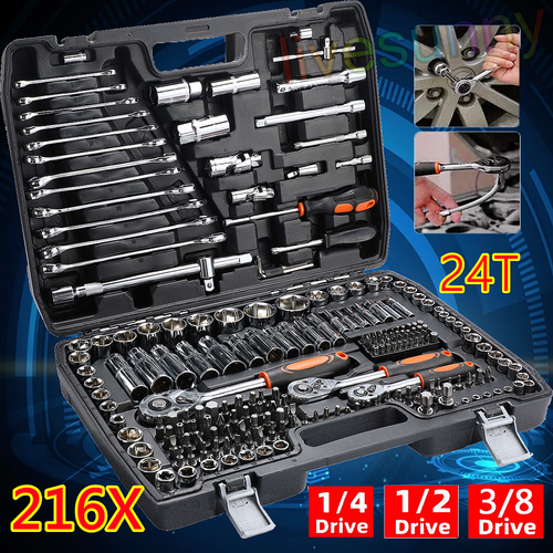 216PCS Ratchet Spanner Socket Set Professional 1/2" 1/4" 3/8" with ...