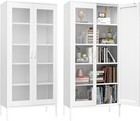 Elegro 73"Metal Display Cabinet With Mesh Door For Collectibles,Home,Living Room