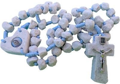 Rosary HANDMADE Of Stone Catholic Blue Rosaries From Medjugorje 17'' BAG  - Main Image