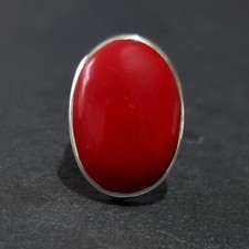 Natural Red Coral Ring 925 Sterling Silver Handmade Ring Women Gift Ring