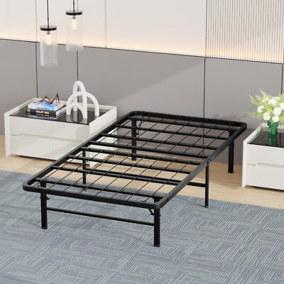 Twin Bed Frame Metal Platform 14 Inch Mattress Foundation Heavy