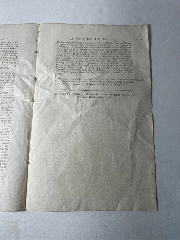 Original 1808 King George III Ship Selling Act The Gunboat War Napoleonic Wars - Image 3 of 4