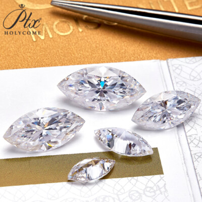 Marquise Cut Loose Moissanite Stone DEF VVS1 Certified Pass Test Pen Positive