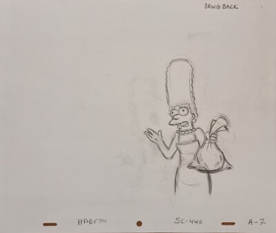 Simpsons TV Show Original Cartoon Animation Kunst Cel Zeichnung MARGE Simpson #91