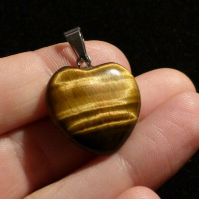 Pendentif Coeur En Oeil De Tigre Pierre Naturelle - Lithothérapie, Cadeau Noël, Neuf Sans Emballage