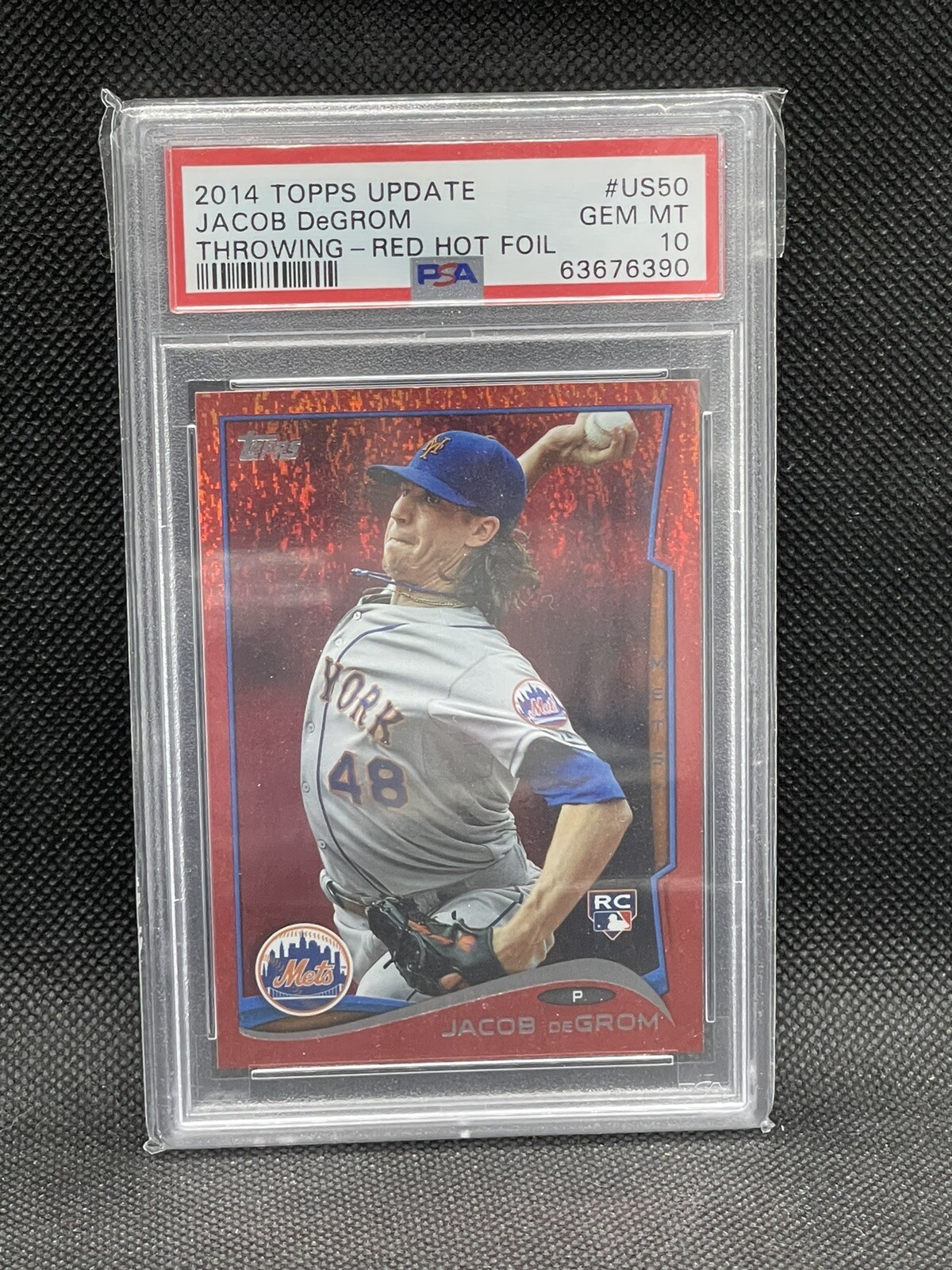 2014 Topps Update Red Hot Foil #US50 Jacob deGrom RC Rookie PSA 10 Gem Mint Mets