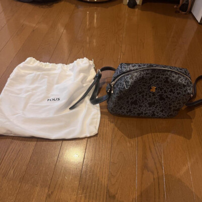 TOUS Shoulder Bag Handbag Black Bear Pattern Adjustable Strap Unused From JPN 