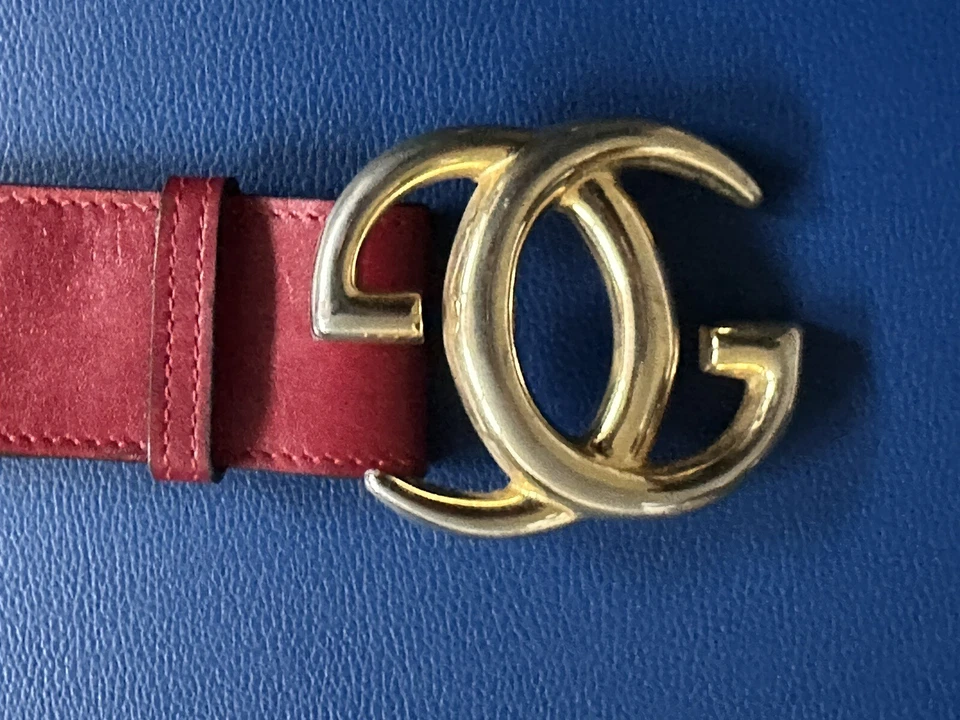 Cintura Gucci Vintage Anni 70/80 Originale Pelle Rossa  Tg 75 - Immagine 2 di 4