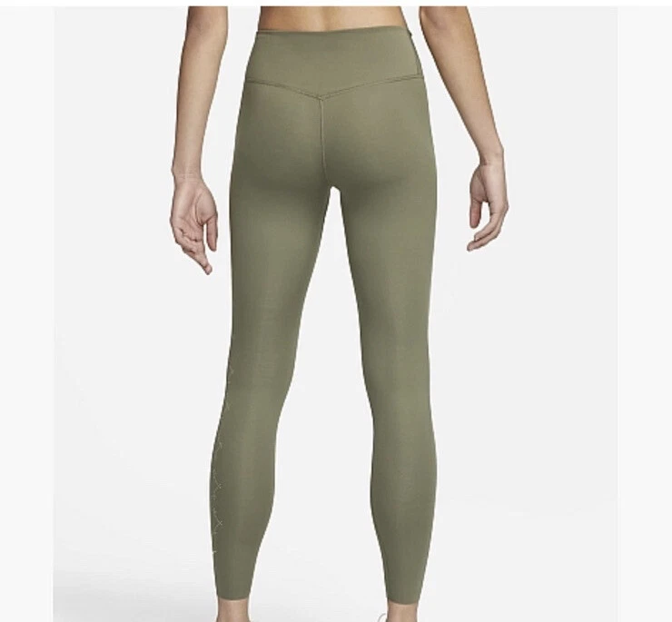 Nike One Luxe DM7258-222 Mid Rise 7/8length Leggings Olive Green Size L  NEW!