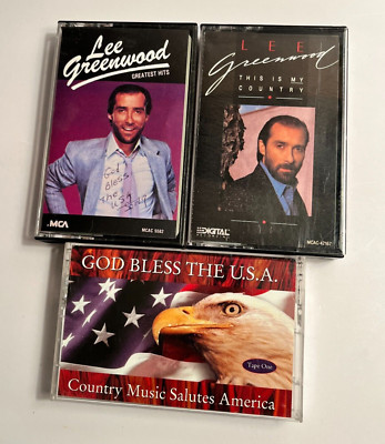 3 Cassette tapes- Lee Greenwood & God Bless The USA