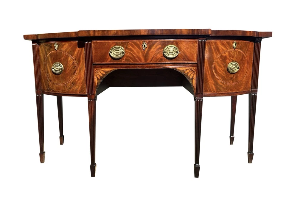 ANTIGUO SERVIDOR CON INCRUSTACIONES DE VENTILADOR DE CAOBA ERA GEORGE III CON CAJÓN DE BOTELLAS FORRADO DE ZINC Foto 4 de 4