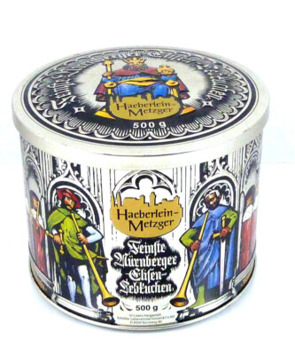 Vintage/Retro-Blechdose-Haeberlein Metzger-Elisen Lebkuchen von 1987 D/H=14/12cm