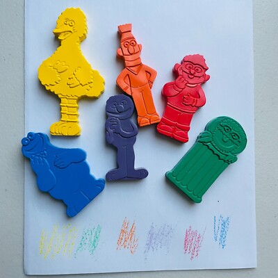 Muppets Sesame Street Characters Vintage Crayons Set of 6 Super Rare