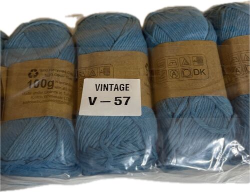 Vintage Cotton Blend DK Yarn for Knitting/Crochet 5 x 100 grams V57 Turquoise - Picture 4 of 4