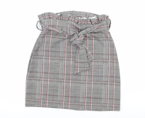 Boohoo Damen grau Polyestermischung Bandage Rock Größe 8