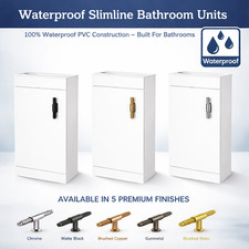 Waterproof Cloakroom Vanity Unit 400mm Slimline PVC Basin Cabinet-Handle Choice