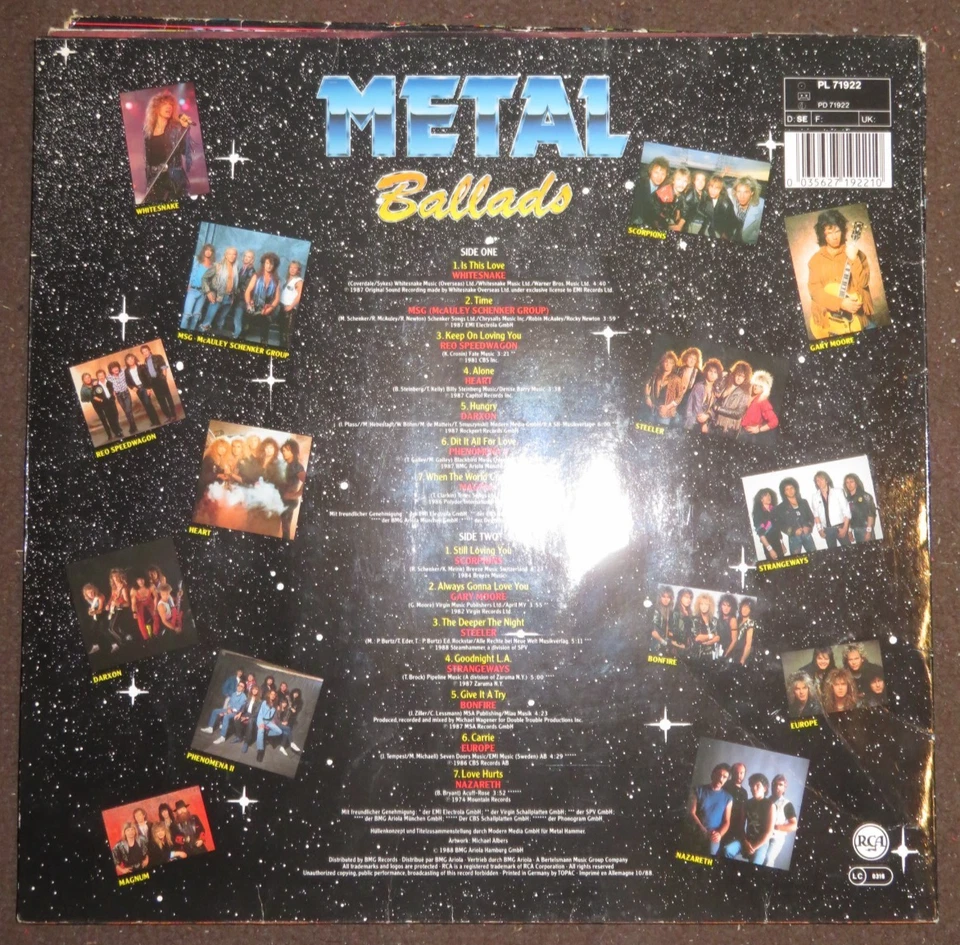 Whitesnake, Heart, Magnum, MSG - Metal Ballads ( Vinyl , LP, 1988) Metal Hammer - Bild 2 von 3