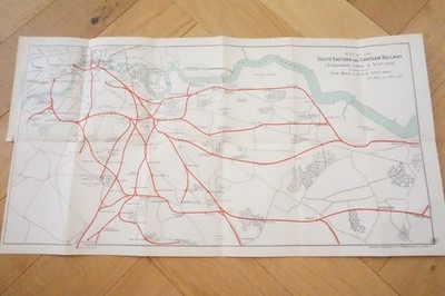 1913 South Eastern & Chatham Railway Karte Suburban Line SE&CR