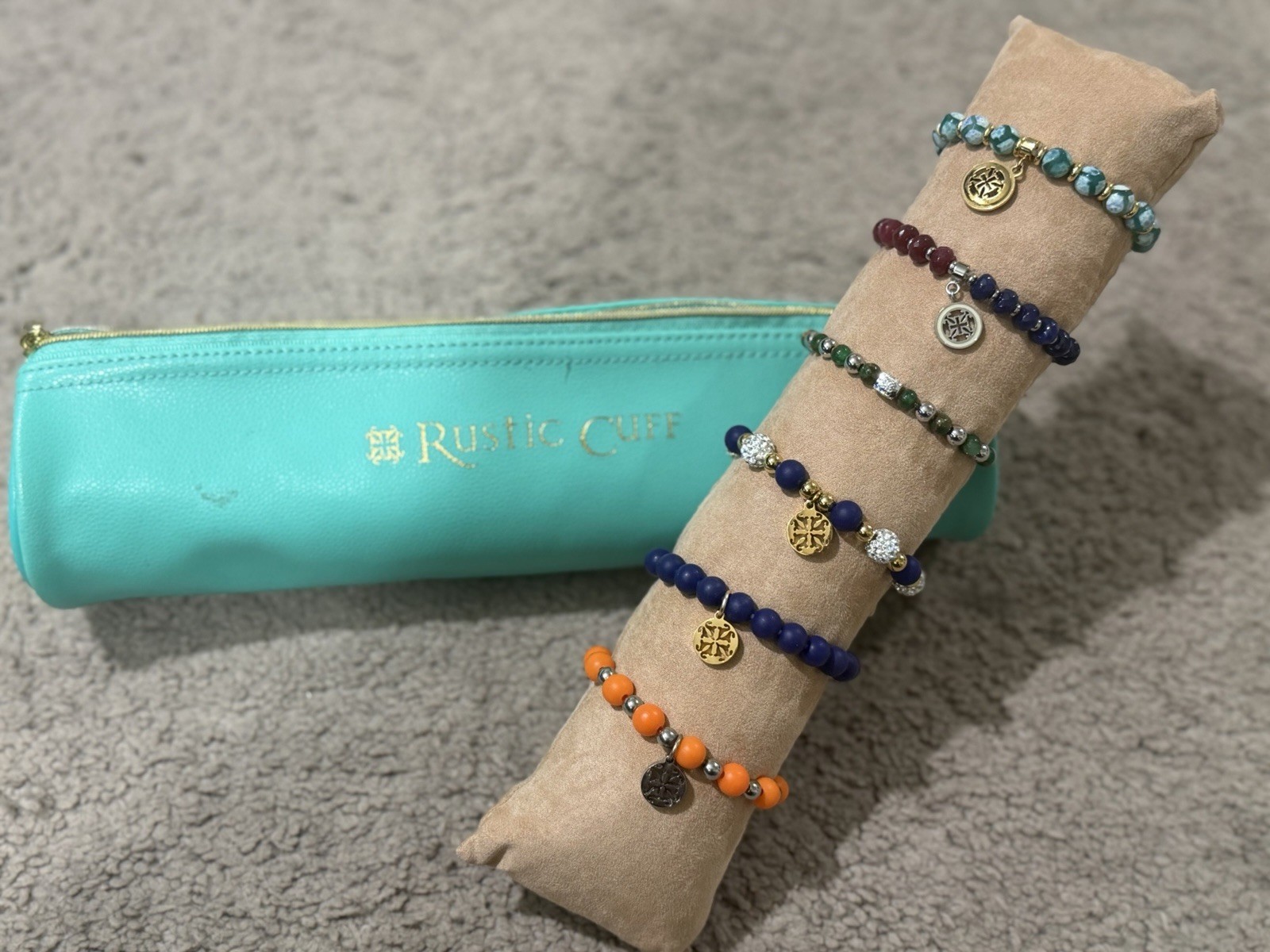 Rustic Cuff Multicolor Beaded Charm Bracelet Set … - image 1