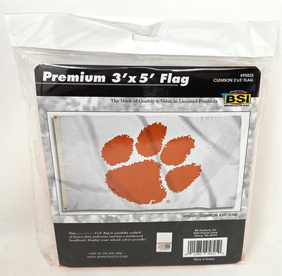 Clemson Tigers 3' x 5' Logo Flag 2 Grommets White Orange Premium Banner - NCAA