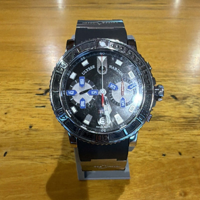 Ulysse Nardin Marine Chronograph Date 44mm 200m Black Dial Rubber Strap