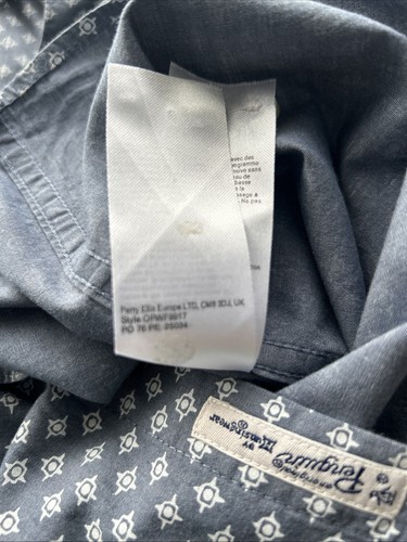 Camisa Original Penguin Para Hombre Grande Estampado Gris y Blanco Manga Larga Con Botones - Imagen 9 de 10