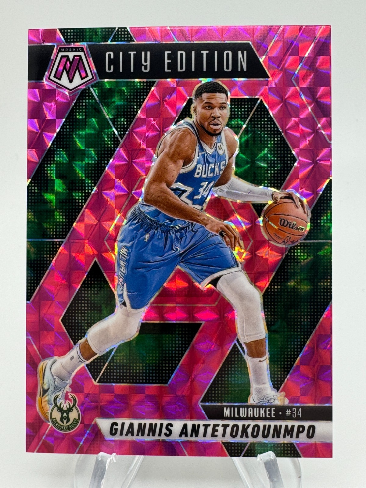 2024-25 Mosaic GIANNIS ANTETOKOUNMPO City Edition Pink Prizm 16/175 #282 Bucks