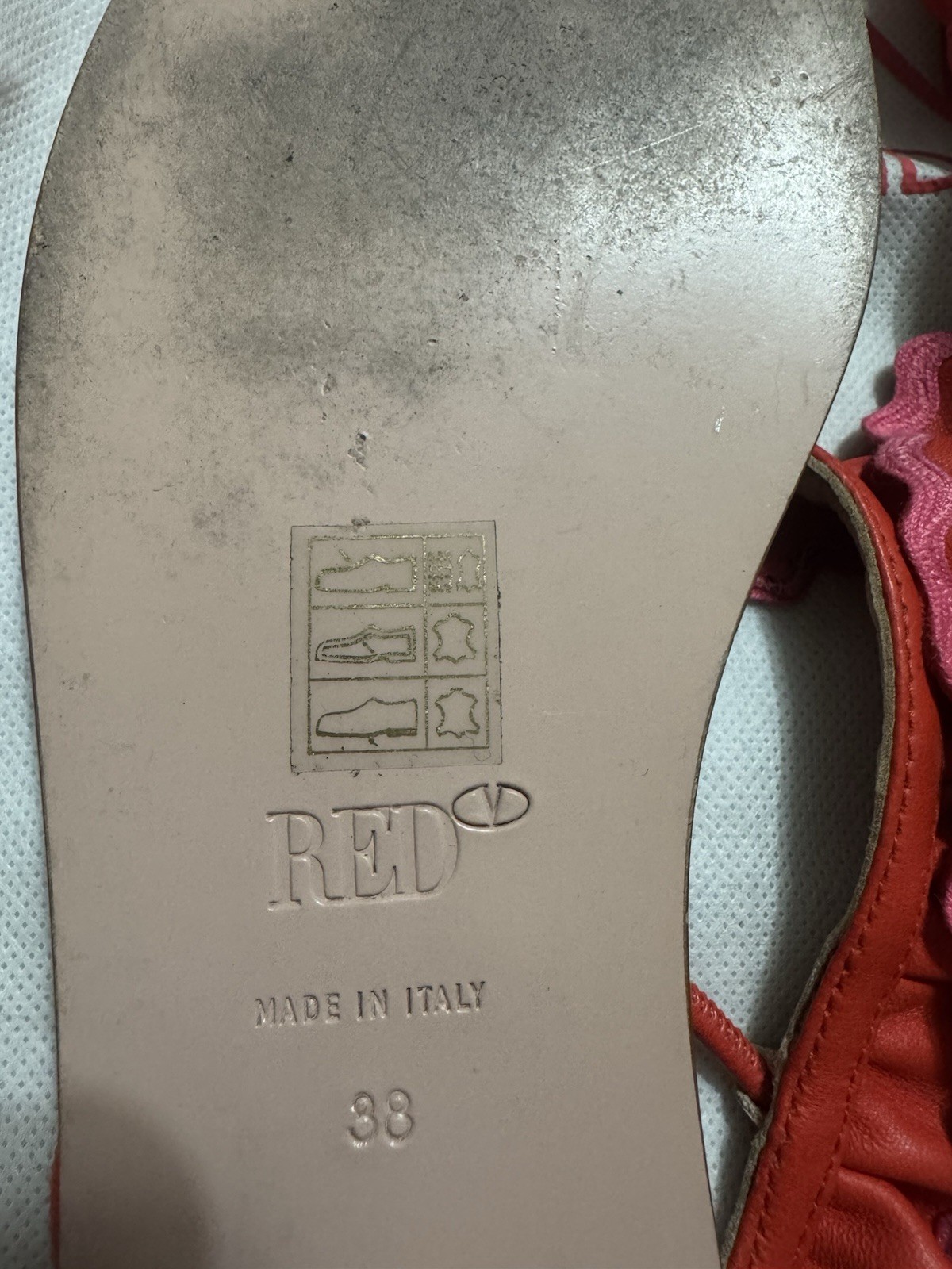 RED Valentino Ankle Strap Leather Sandal Flats Shoes in Red Sz 38 US 8 UK 5 thumbnail 7