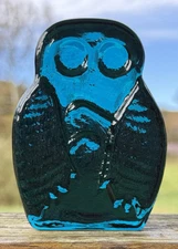 Blenko Glass Cryptid Critter 2523C - Mothman - Cerulean