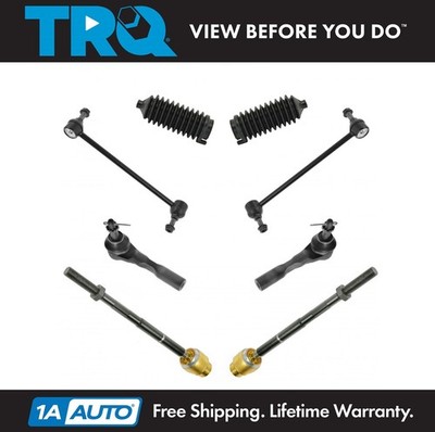 TRQ 8 pc Steering & Suspension Kit Sway Bar End Links Tie Rods w/ Bellows Boots