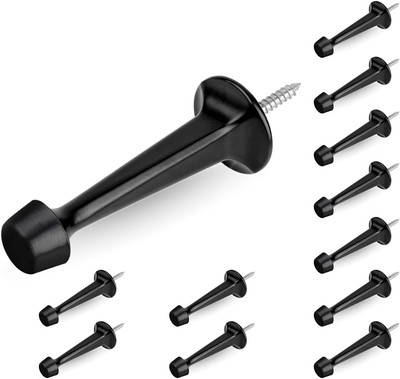 12 Pack Heavy Duty Solid Rigid Door Stop with Soft Rubber Tip, Zinc Die Cast Doo