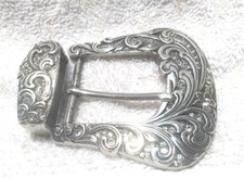 Silver Sparkling Crystal Filled Engraved Replacement Buckle Keeper Great Shape