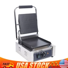 Commercial Sandwich Press Grill Griddle Panini Maker Smooth Flat Surface Steak