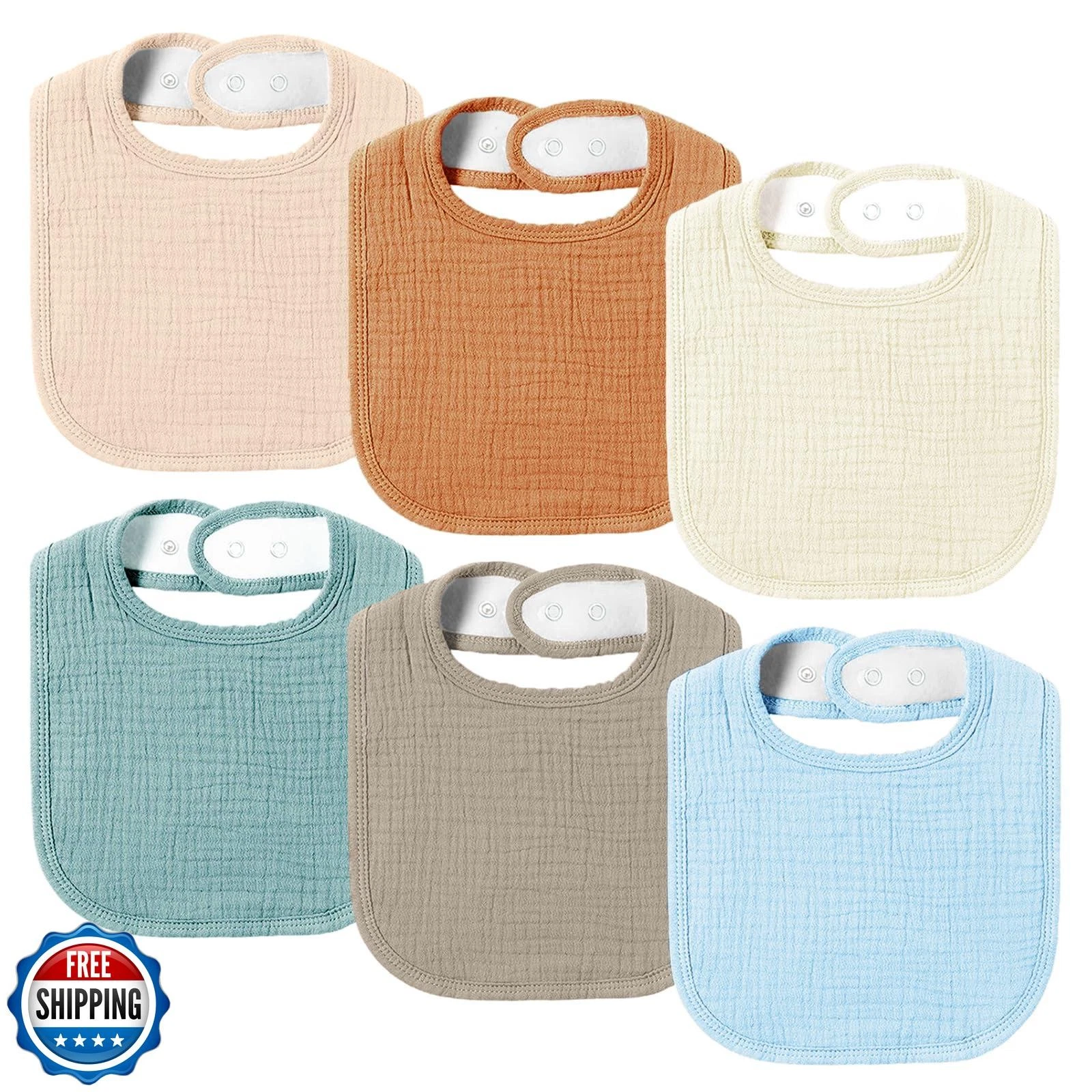 AMAWMW Muslin Baby Bibs for Unisex Boys Girls 6Pack Soft Baby Bandana Drool B