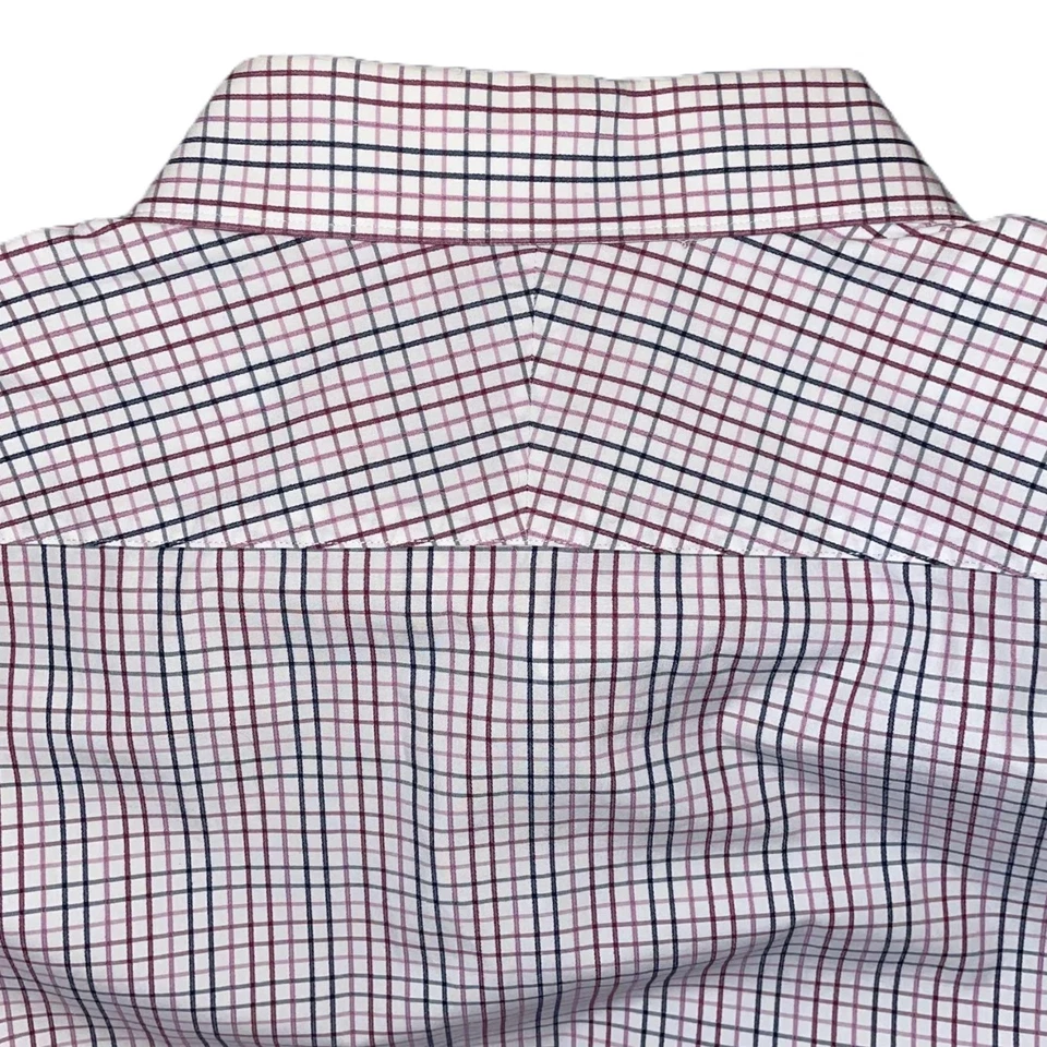 Ike Behar Men’s Purple White Cotton Plaid Shirt Long Sleeve Size 18x37 - Image 4 of 4