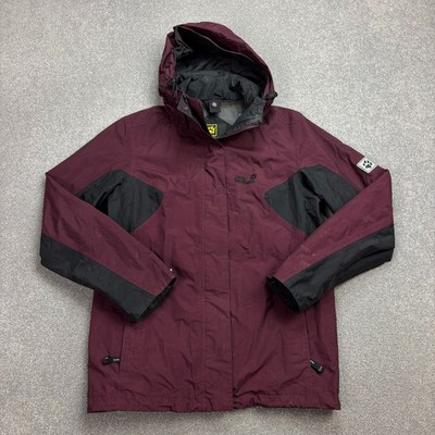 Jack Wolfskin Jacket Womens Small Red Windbreaker Hood Outdoors Hiking Lady*
