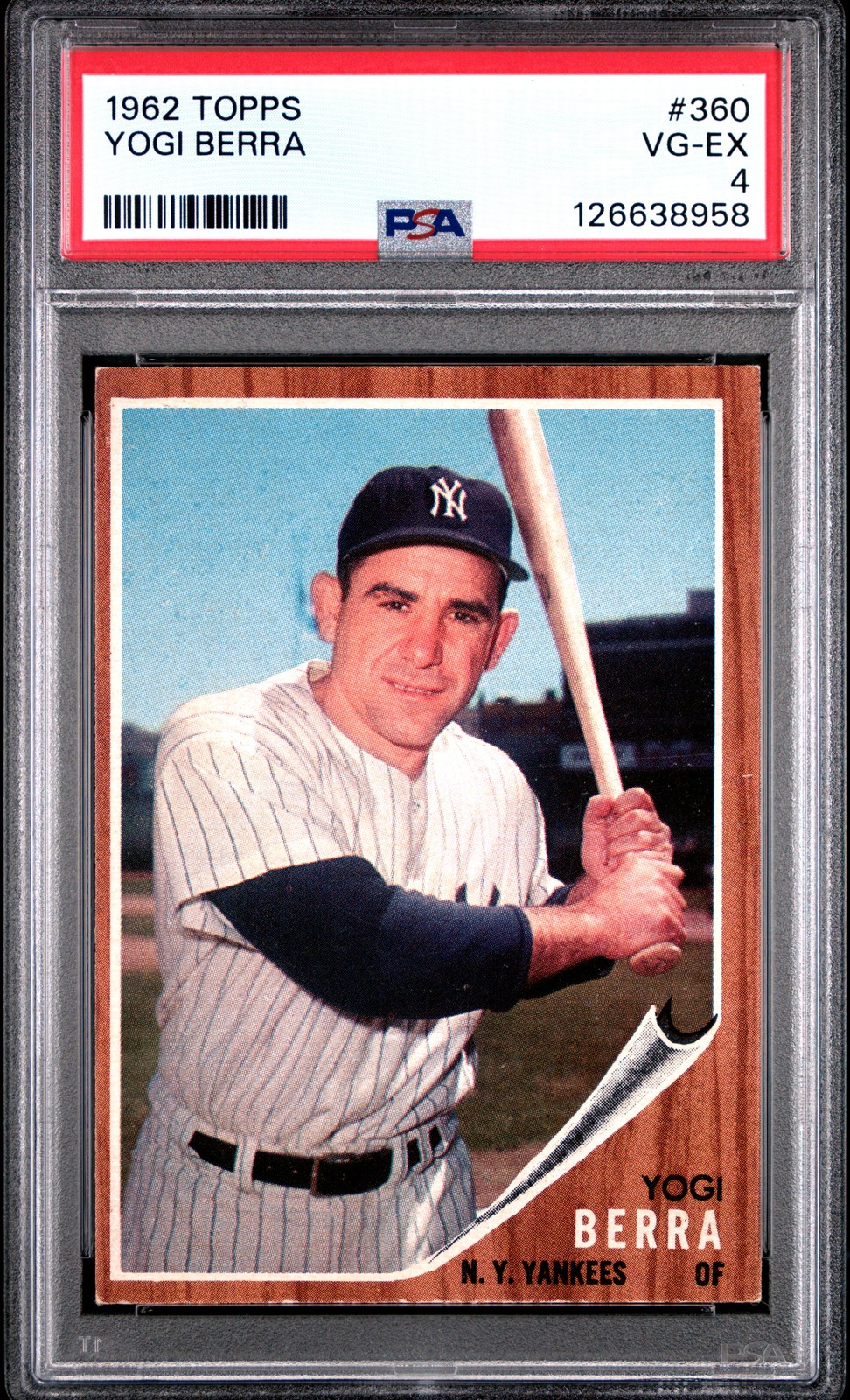 1962 TOPPS #360 YOGI BERRA PSA 4