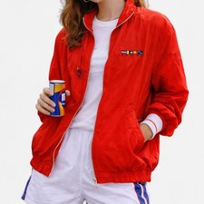 Catalina Red Nylon Sports Jacket 80s Vintage Sporty Logo small