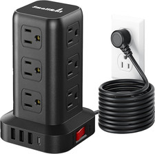 Extension Cord w/ Multiple Outlet,Surge Protector Tower,PD 20W USB C-Power Strip